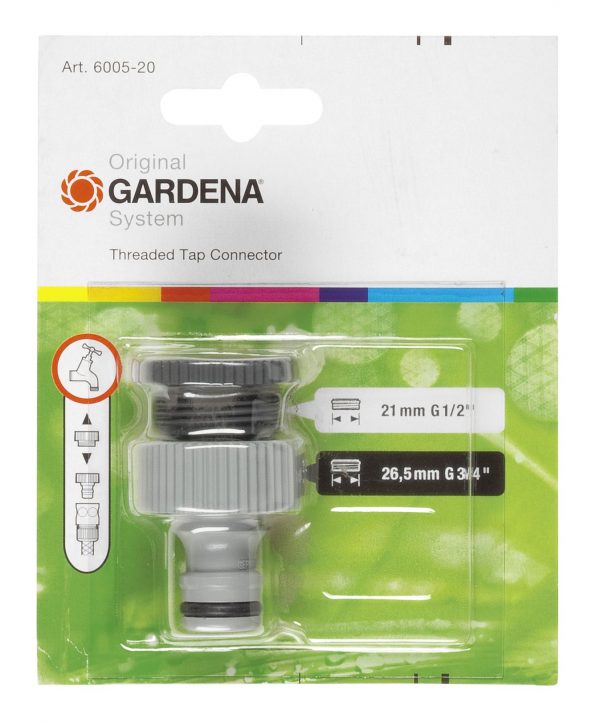 GD-0007 (6005 Gardena Tap Connector, 26.5mm_21mm) In Packaging