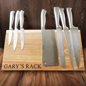 Personalised magnetic wooden knife rack