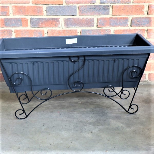 70064378 - Large Planter Box Ridged with Metal Stand